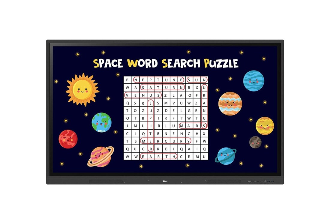 LG شاشة تفاعلية CreateBoard دقة فائقة 86 إنش إل جي, منظر أمامي بصورة معروضة على الشاشة, 86TR3DK-B
