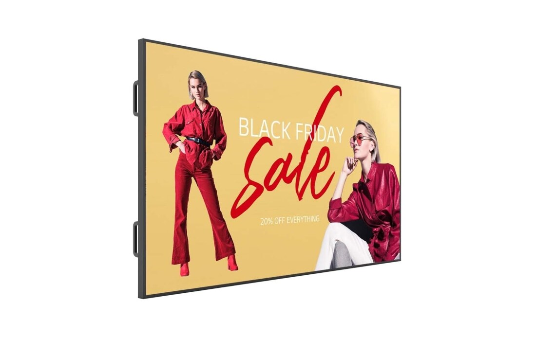 LG شاشة لافتة UHD مقاس 110 بوصة بحافة 17 ملم, منظر جانبي بزاوية + 45 درجة بصورة معروضة على الشاشة, 110UM5K-B, thumbnail 4