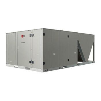 يحتوي مكيّف الهواء LG Single Package على قنوات مربعة الشكل على الجوانب اليمنى من المقدمة.1