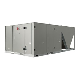 يحتوي مكيّف الهواء LG Single Package على قنوات مربعة الشكل على الجوانب اليمنى من المقدمة.2