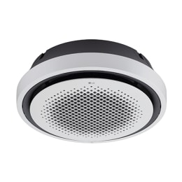 يحتوي مكيّف الهواء LG Round Cassette على العديد من الفتحات في وسط الدائرة المستديرة تمامًا، وتطوّقه حواف سوداء.2