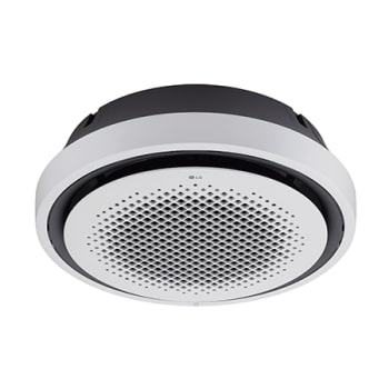 يحتوي مكيّف الهواء LG Round Cassette على العديد من الفتحات في وسط الدائرة المستديرة تمامًا، وتطوّقه حواف سوداء.1
