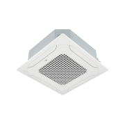 LG  Ceiling Cassette، 4-Way Cassette_Inverter_H/P (1Φ)، 24kBtu, يتكون LG Ceiling Cassette من جزء سفلي وجزء علوي باللون الأبيض. في الأسفل، توجد مراوح في كل اتجاه من الاتجاهات الأربعة، لسهولة تدفق الهواء., ATNW24GPLS1 ENWTMEA + ATUW24GPLS1 ENWTMEA, thumbnail 1