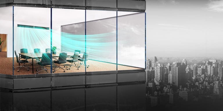 صورة "لأنبوب سقف خفي من إل جي" يعمل في غرفة الاجتماعات