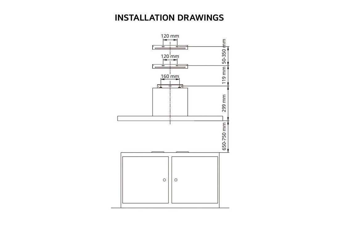 LG  شفاط إل جي 60 سم مع تحكم باللمس، شفط قوي، و3 أوضاع وخاصية  تعزيز القوة., Dimension, HC7Z2425S, thumbnail 9