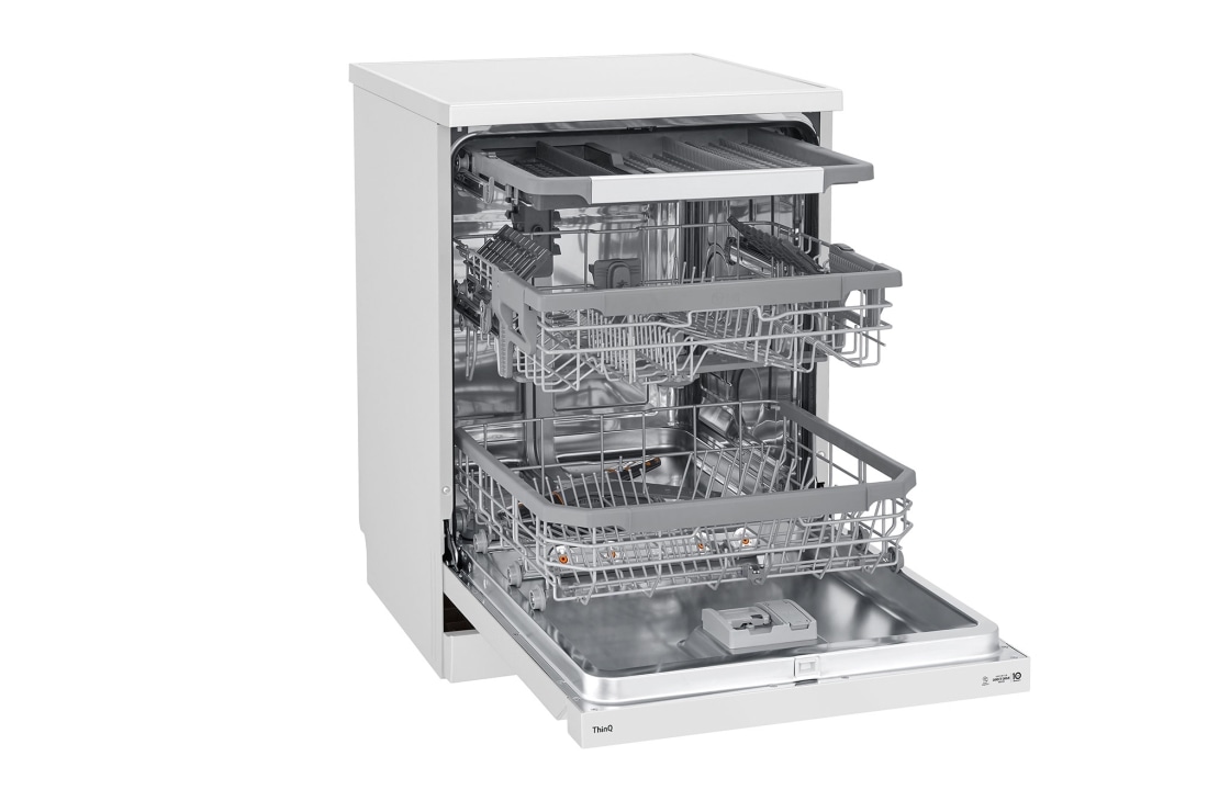 LG غسالة صحون إل جي  ™QuadWash ، لون أبيض, إعداد المكان14، تقنية EasyRack™ Plus، محرك الدفع المباشر، تقنية ThinQ, DFB425FW, DFB425FW, thumbnail 5