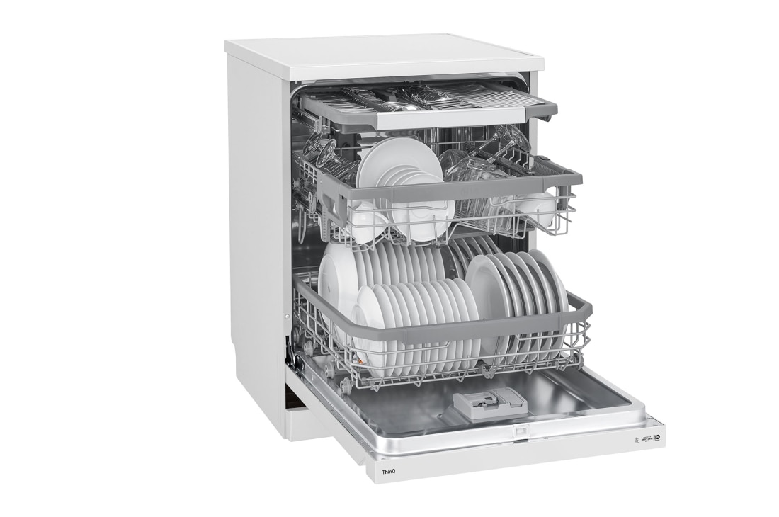 LG غسالة صحون إل جي  ™QuadWash ، لون أبيض, إعداد المكان14، تقنية EasyRack™ Plus، محرك الدفع المباشر، تقنية ThinQ, DFB425FW, DFB425FW, thumbnail 6
