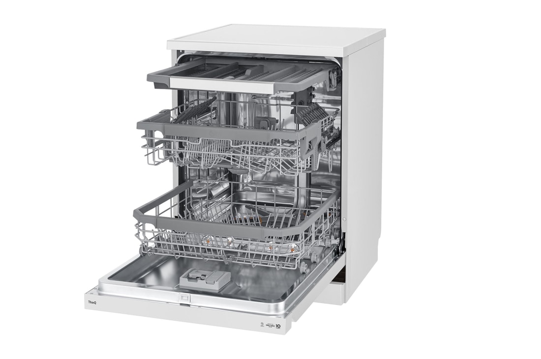 LG غسالة صحون إل جي  ™QuadWash ، لون أبيض, إعداد المكان14، تقنية EasyRack™ Plus، محرك الدفع المباشر، تقنية ThinQ, DFB425FW, DFB425FW, thumbnail 8