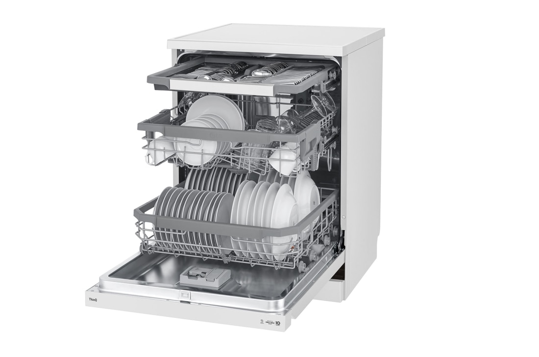 LG غسالة صحون إل جي  ™QuadWash ، لون أبيض, إعداد المكان14، تقنية EasyRack™ Plus، محرك الدفع المباشر، تقنية ThinQ, DFB425FW, DFB425FW, thumbnail 9