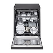 LG  غسالة صحون إل جي ™QuadWash ، لون اسود، تقنية EasyRack™ Plus، محرك Direct Drive، تقنية ThinQ, front view with Items, DFC513FD, thumbnail 2
