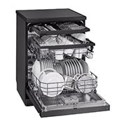 LG  غسالة صحون إل جي ™QuadWash ، لون اسود، تقنية EasyRack™ Plus، محرك Direct Drive، تقنية ThinQ, right side view with Items, DFC513FD, thumbnail 9