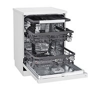LG غسالة صحون إل جي ™QuadWash ، لون أبيض 14، طقم وتقنية EasyRack™ Plus، محرك الدفع المباشر, top view, DFC435FW, thumbnail 4