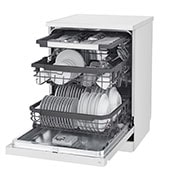 LG غسالة صحون إل جي ™QuadWash ، لون أبيض 14، طقم وتقنية EasyRack™ Plus، محرك الدفع المباشر, right side open door, DFC435FW, thumbnail 8