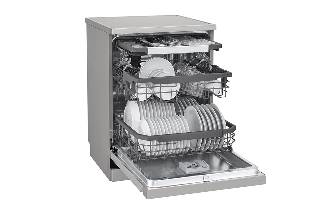 LG غسالة صحون إل جي ™QuadWash  تقنية EasyRack™ Plus، محرك Direct Drive، تقنية ThinQ, Right open view, DFC435FP, thumbnail 5
