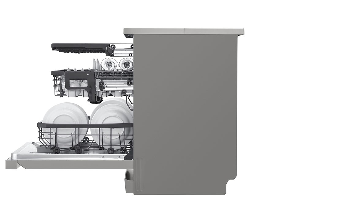 LG غسالة صحون إل جي ™QuadWash  تقنية EasyRack™ Plus، محرك Direct Drive، تقنية ThinQ, side view, DFC435FP, thumbnail 11
