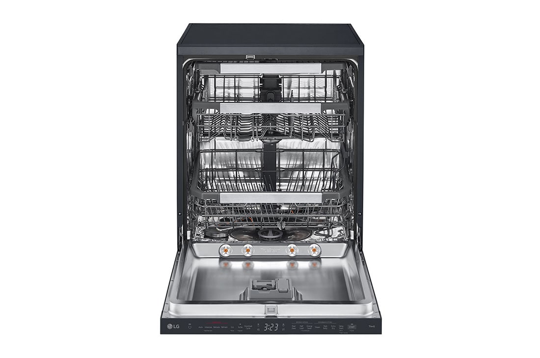 LG جلاية صحون أل جي 14 طقم وخاصية True Steam, محرك Direct Drive,لون اسود قاتم, front view with Items, DFC237HMS, thumbnail 2