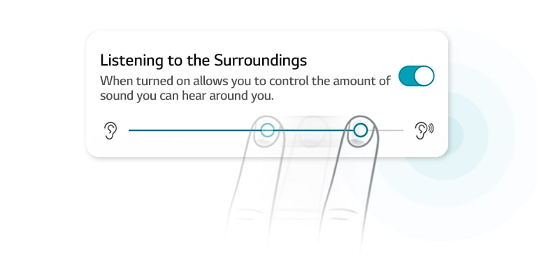 يقوم الإصبع بضبط مقدار الصوت المحيط الذي يمكننا سماعه.