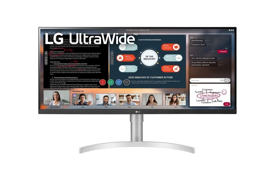 LG شاشة كبيرة بدقة UltraWide™ Full HD, LG شاشة كبيرة بدقة UltraWide™ Full HD, عرض أمامي, 34WN650-W, 34WN650-W