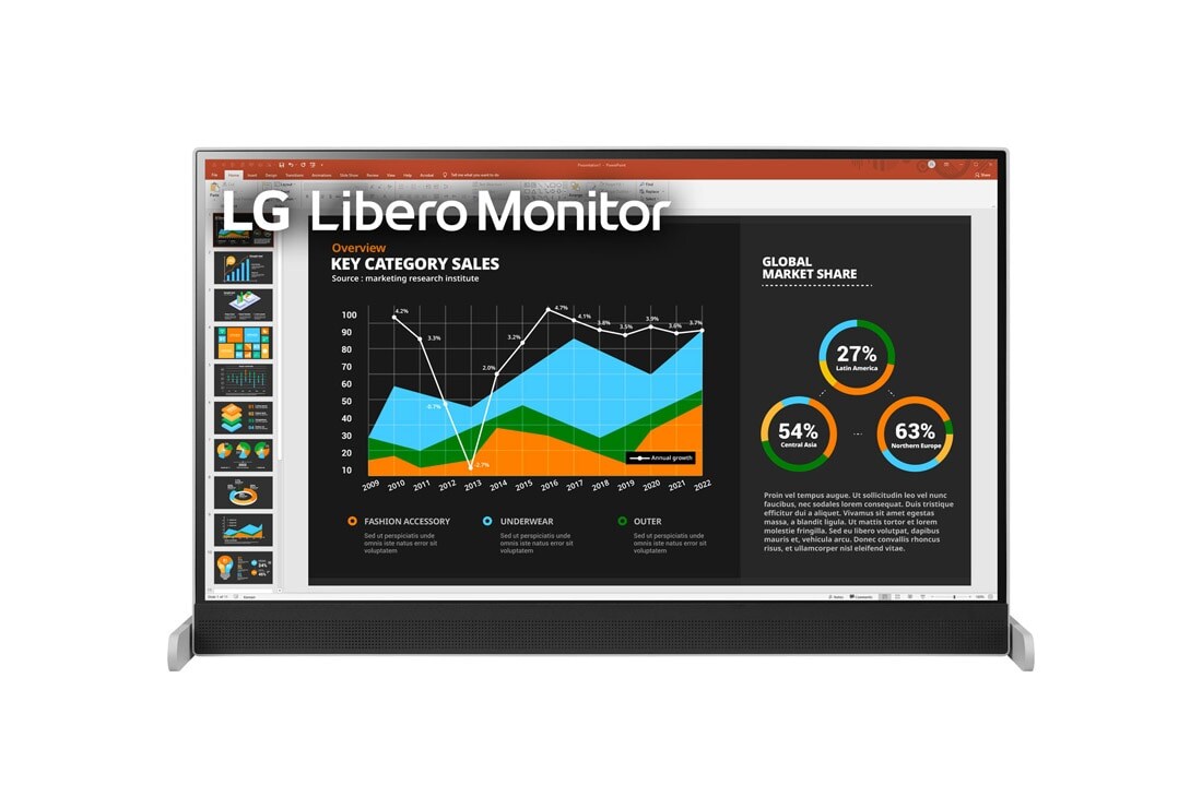 LG شاشة QHD Libero قياس 27 بوصة مزودة بكاميرا ويب عالية الدقة Full HD قابلة للفك والتركيب, منظر أمامي لشاشة مثبتة على حامل, 27BQ70QC-S, thumbnail 7