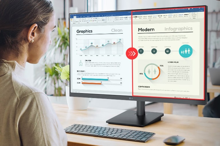 صورة مقارنة للجانب الأيمن مع تطبيق وضع القارئ والجانب الأيسر بدون تطبيق وضع القارئ.