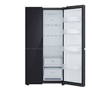 LG ثلاجة باب بجانب الباب 647 لتر من إل جي، ضاغط عاكس، تدفق هواء متعدد، تبريد سريع، تشخيص ذكي™، باب زجاجي أسود, front right open view, GCB-287GNWB, thumbnail 8