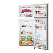 LG  ثلاجة فريزر علوي بسعة إجمالية 423 لتر لون بيج، ضاغط انفيرتر ™Smart Inverter, front open view with food stored, GNB-582GVZP, thumbnail 2