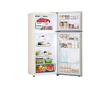 LG  ثلاجة فريزر علوي بسعة إجمالية 423 لتر لون بيج، ضاغط انفيرتر ™Smart Inverter, open view with food stored, GNB-582GVZP, thumbnail 10