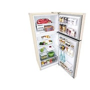 LG  ثلاجة فريزر علوي بسعة إجمالية 423 لتر لون بيج، ضاغط انفيرتر ™Smart Inverter, top perspective open view with food stored, GNB-582GVZP, thumbnail 11