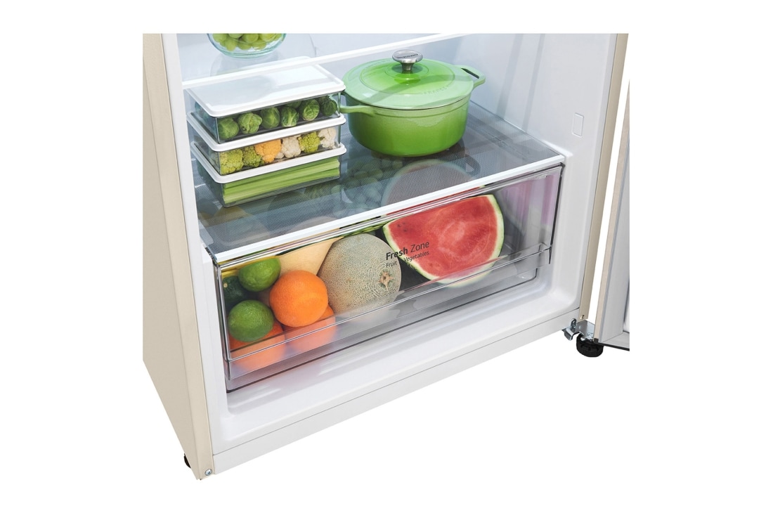 LG  ثلاجة فريزر علوي بسعة إجمالية 423 لتر لون بيج، ضاغط انفيرتر ™Smart Inverter, drawer with fruit stored, GNB-582GVZP, thumbnail 3