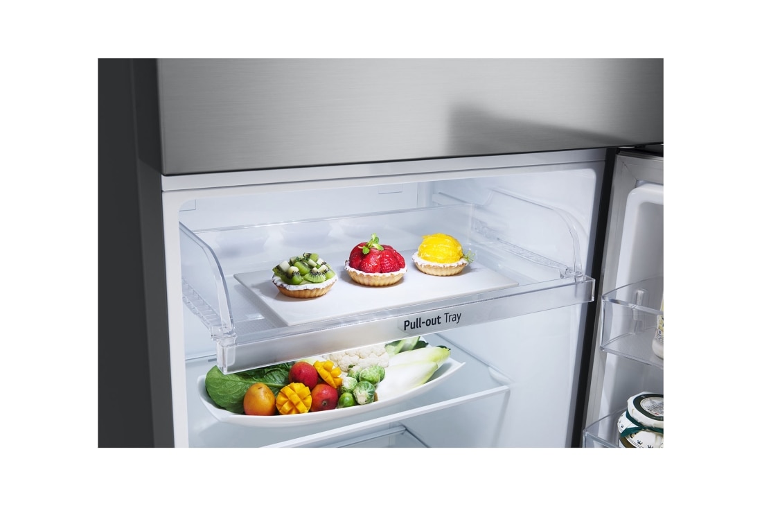 LG  ثلاجة فريزر علوي بسعة إجمالية 360 لتر لون سلفر، ضاغط انفيرتر ™Smart Inverter, detail view of pull-out tray, GNB-542GVLP, thumbnail 7