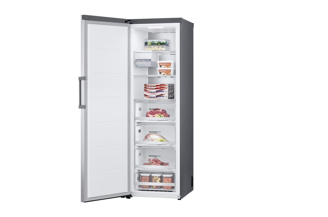 LG فريزر عامودي 324 لتر، ضاغط سمارت انفيرتر، لون سلفر, المنظور الأيسر, GC-B514ELFM, thumbnail 5