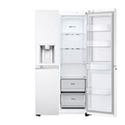 LG ثلاجة إل جي الباب بجانب الباب 611 لتر، تقنية ™UVnano، تقنية التبريد الطولي™، تقنية ™ThinQ لون أبيض, منظر أمامي مفتوح من اليمين, GCJ-287GNW, thumbnail 11