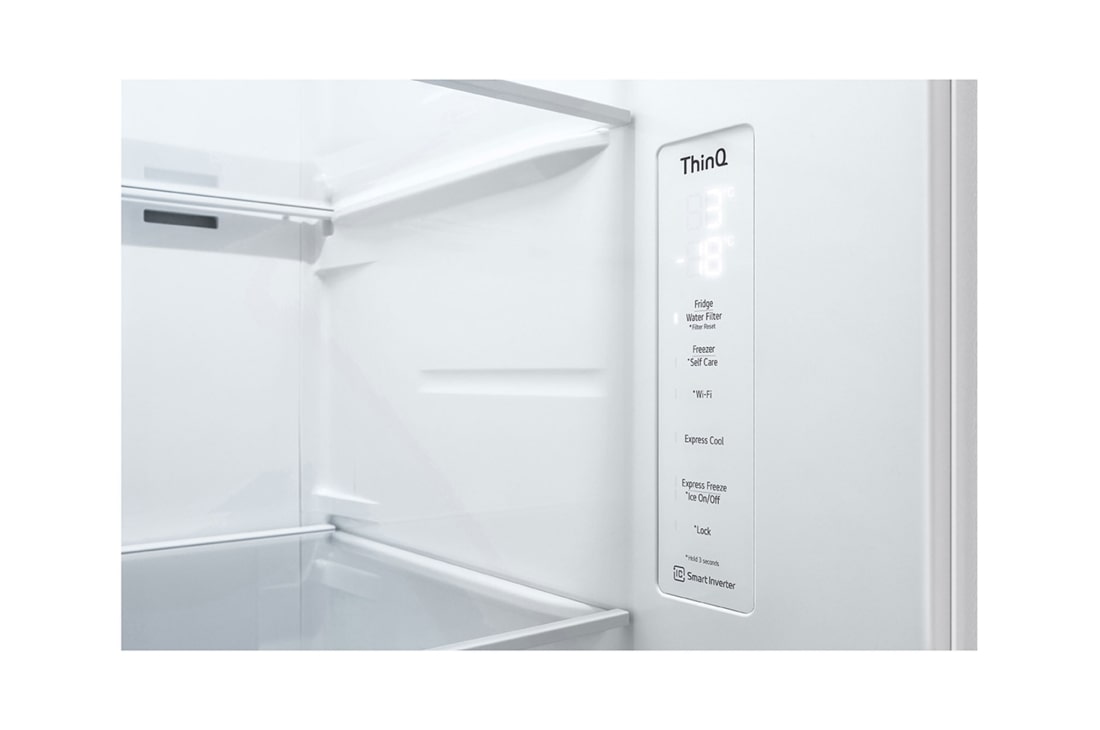 LG ثلاجة إل جي الباب بجانب الباب 617 لتر، تقنية التبريد الطولي™، لون أبيض, منظر i-micom, GCL-287GVW, thumbnail 7