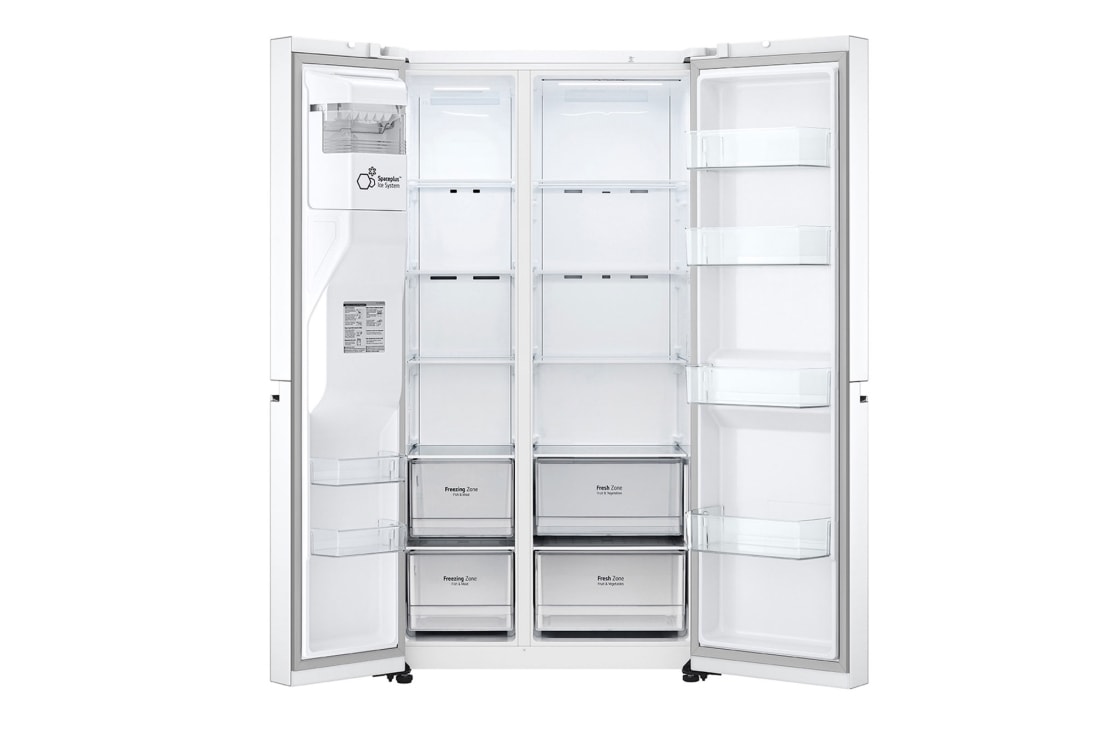 LG ثلاجة إل جي الباب بجانب الباب 617 لتر، تقنية التبريد الطولي™، لون أبيض, منظر فتح أمامي, GCL-287GVW, thumbnail 8