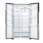 LG ثلاجة باب بجانب الباب 508 لتر من إل جي، ضاغط عاكس ذكي، تدفق هواء متعدد، لون سلفر, Front view with right door open, GHB-247DVE, thumbnail 6