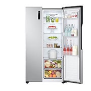 LG ثلاجة باب بجانب الباب 508 لتر من إل جي، ضاغط عاكس ذكي، تدفق هواء متعدد، لون سلفر, Front Right Open_Food, GHB-247DVE, thumbnail 7