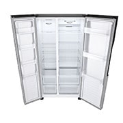 LG ثلاجة باب بجانب الباب 508 لتر من إل جي، ضاغط عاكس ذكي، تدفق هواء متعدد، لون سلفر, Top Perspective Open, GHB-247DVE, thumbnail 10