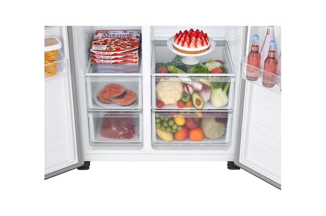 LG ثلاجة باب بجانب الباب 508 لتر من إل جي، ضاغط عاكس ذكي، تدفق هواء متعدد، لون سلفر, Drawer, GHB-247DVE, thumbnail 3