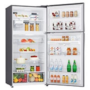 LG ثلاجة فريزر علوي بسعة اجمالية 630 لتر ضاغط انفيرتر ذكي وتبريد عبر الباب وتقنية ™+Hygiene FRESH لون فضي, Refrigerators-Front-Open-Food2, GRM-852HLI, thumbnail 3
