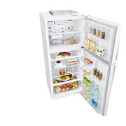 LG ثلاجة فريزر علوي بسعة 438 لتر و بتقنية تبريد الابواب , Top right perspective view with food, GR-C639HWCL, thumbnail 5