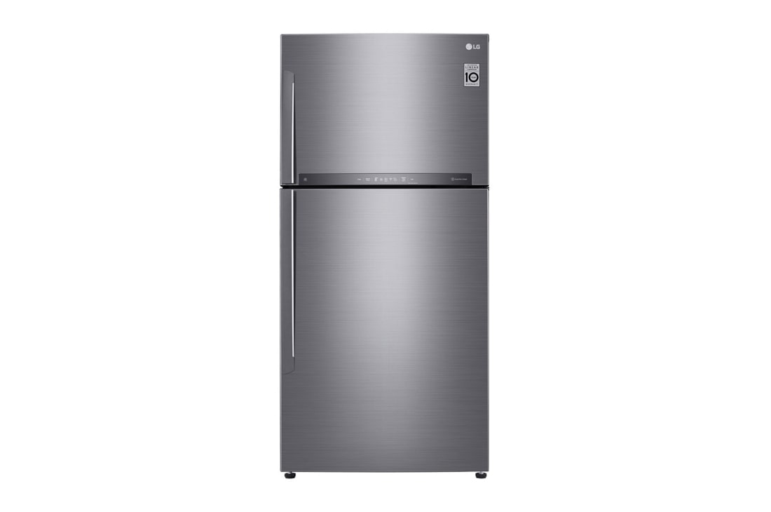 LG ثلاجة فريزر علوي بسعة اجمالية 630 لتر ضاغط انفيرتر ذكي وتبريد عبر الباب لون فضي, Refrigerators-Front-View, GRM-852HWI