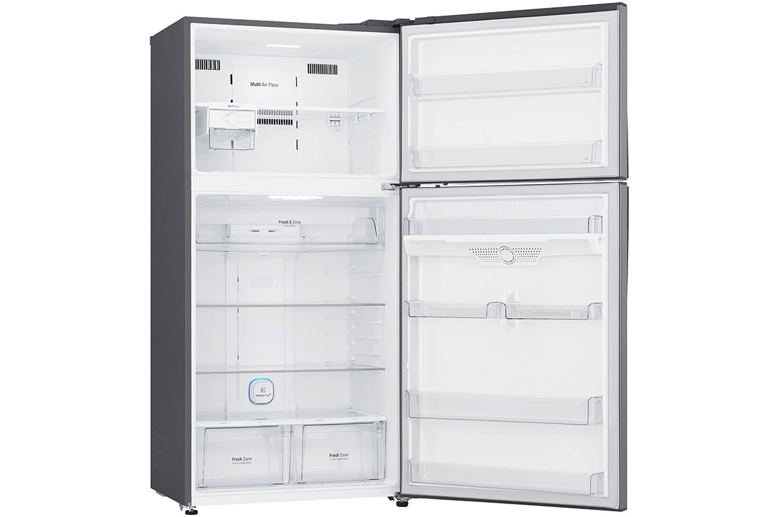 LG ثلاجة فريزر علوي بسعة اجمالية 630 لتر ضاغط انفيرتر ذكي وتبريد عبر الباب لون فضي, Refrigerators-Left-View-Door-Open-Without-Content, GRM-852HWI, thumbnail 10