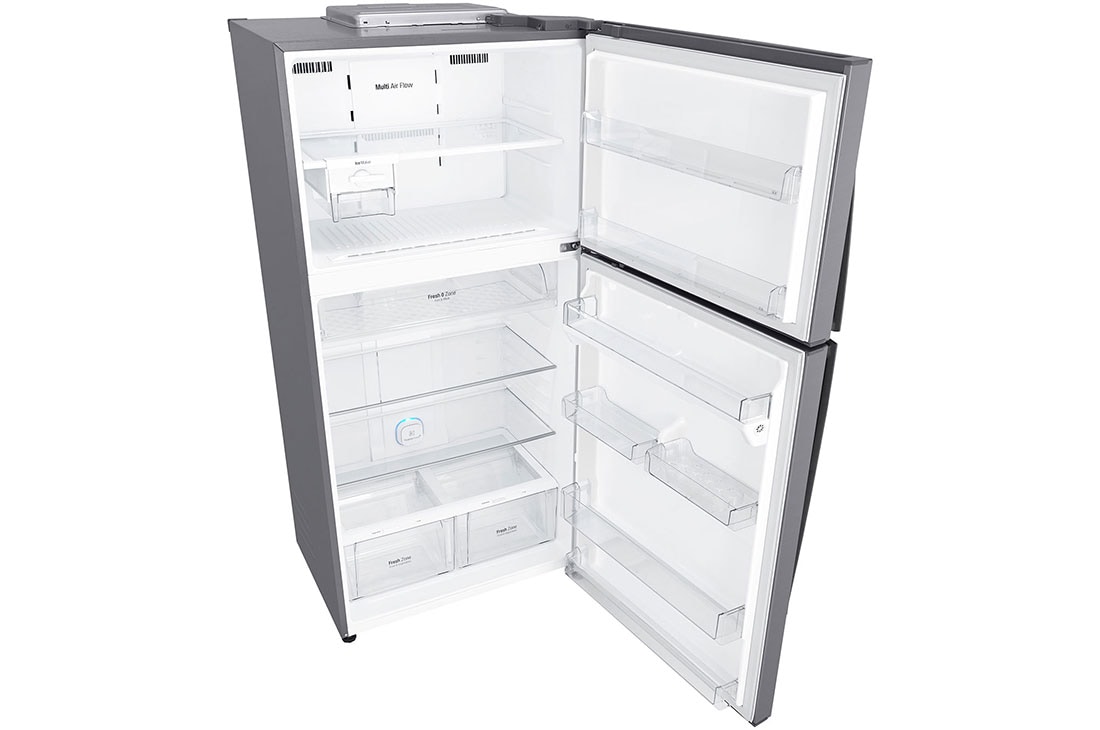 LG ثلاجة فريزر علوي بسعة اجمالية 630 لتر ضاغط انفيرتر ذكي وتبريد عبر الباب لون فضي, Refrigerators-Top-Perspective-View-Door-open, GRM-852HWI, thumbnail 12