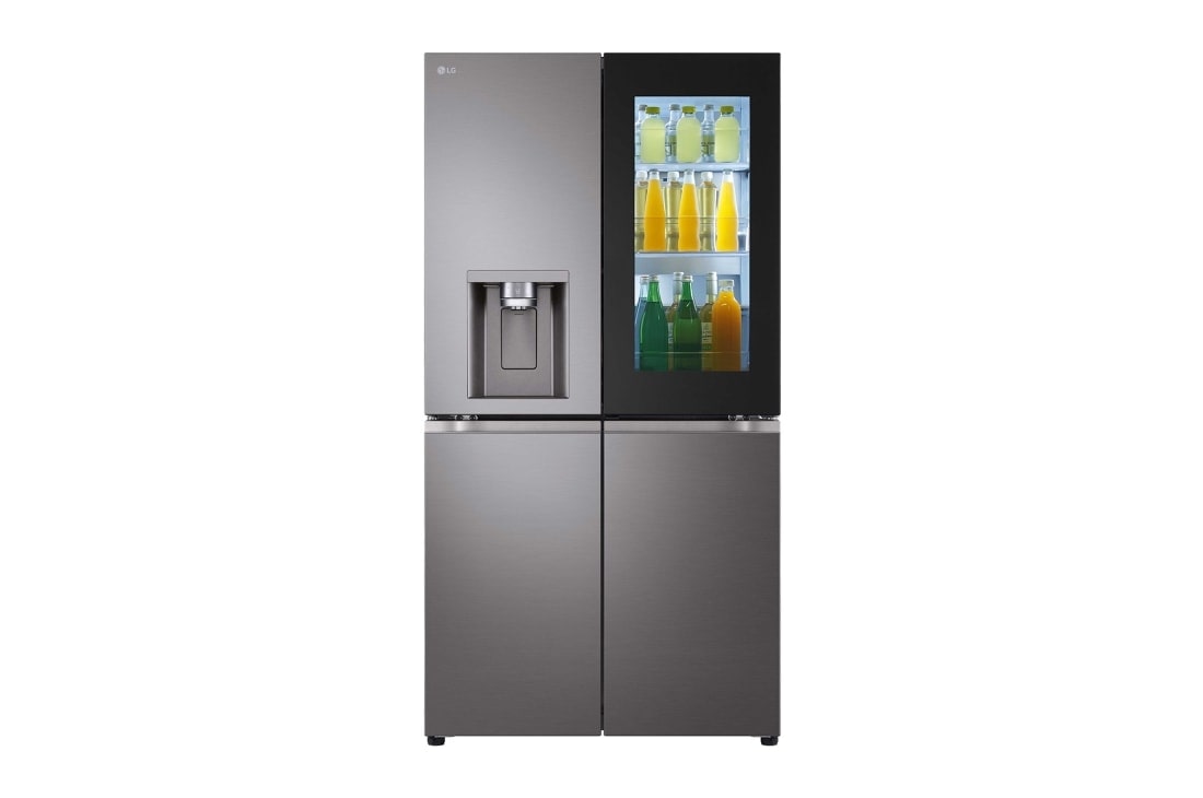 LG ثلاجة أربع أبواب بسعة اجمالية 900 لتر مع InstaView باب داخل باب وتقنية +HygeineFRESH, Front view, GCX-334DFBB