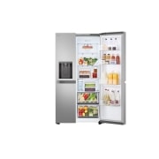 LG ثلاجة إل جي الباب بجانب الباب 625 لتر، تقنية ™Smart Diagnosis، تقنية التبريد الطولي™  لون سلفر, front left door open food, GCL-287DVLN, thumbnail 4