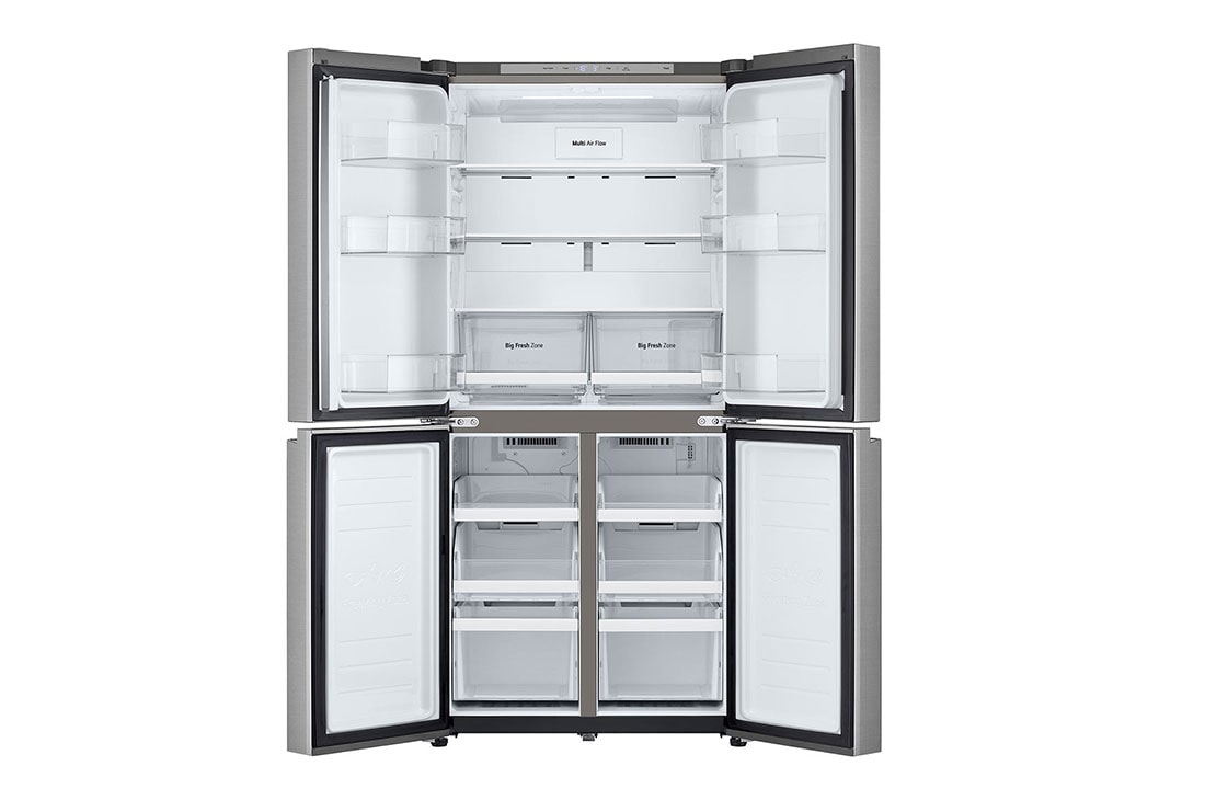 LG ثلاجة ابواب متعددة بسعة 464 لتر , لون سلفر ,Linear Cooling,تدفق هواء متعدد, front door open view , GCB-334DFPL, thumbnail 3