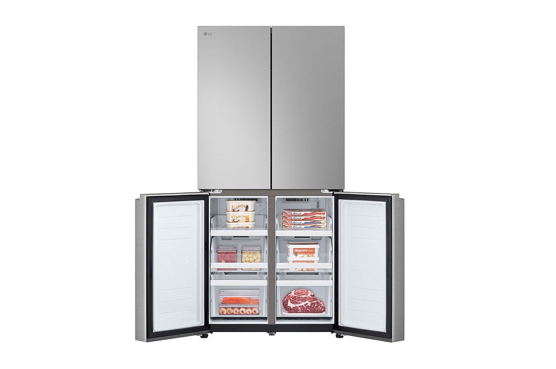 LG ثلاجة ابواب متعددة بسعة 464 لتر , لون سلفر ,Linear Cooling,تدفق هواء متعدد, Bottom door open with food, GCB-334DFPL, thumbnail 7