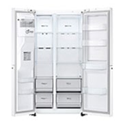 LG ثلاجة إل جي الباب بجانب الباب 611 لتر سعة فعلية ، تقنية ™UVnano، تقنية التبريد الطولي™، تقنية ™ThinQ لون أبيض, منظر فتح أمامي, GCJ-287GVW, thumbnail 7