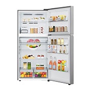 LG ثلاجة إل جي فريزر علوي 656 لتر سعة اجمالية  ، تقنية التبريد الخطي، تقنية ™ThinQ لون سلفر بلاتيني, Front  open view, GRF-862BVLB, thumbnail 2