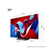 LG تلفزيون LG OLED evo AI C4 4K الذكي مقاس 77 بوصة المدعوم بجهاز التحكم AI Magic remote وتكنولوجيا الصوت Dolby Vision وواجهة webOS24 طراز OLED77C46LA عام (2024), Left-facing side view of LG OLED evo TV, OLED C4 with dimensions , OLED77C46LA, thumbnail 3